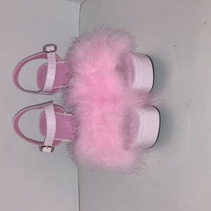 Sugar Thrillz Blushin N Crushin Malabou Heels Size 11 Pink Feathers